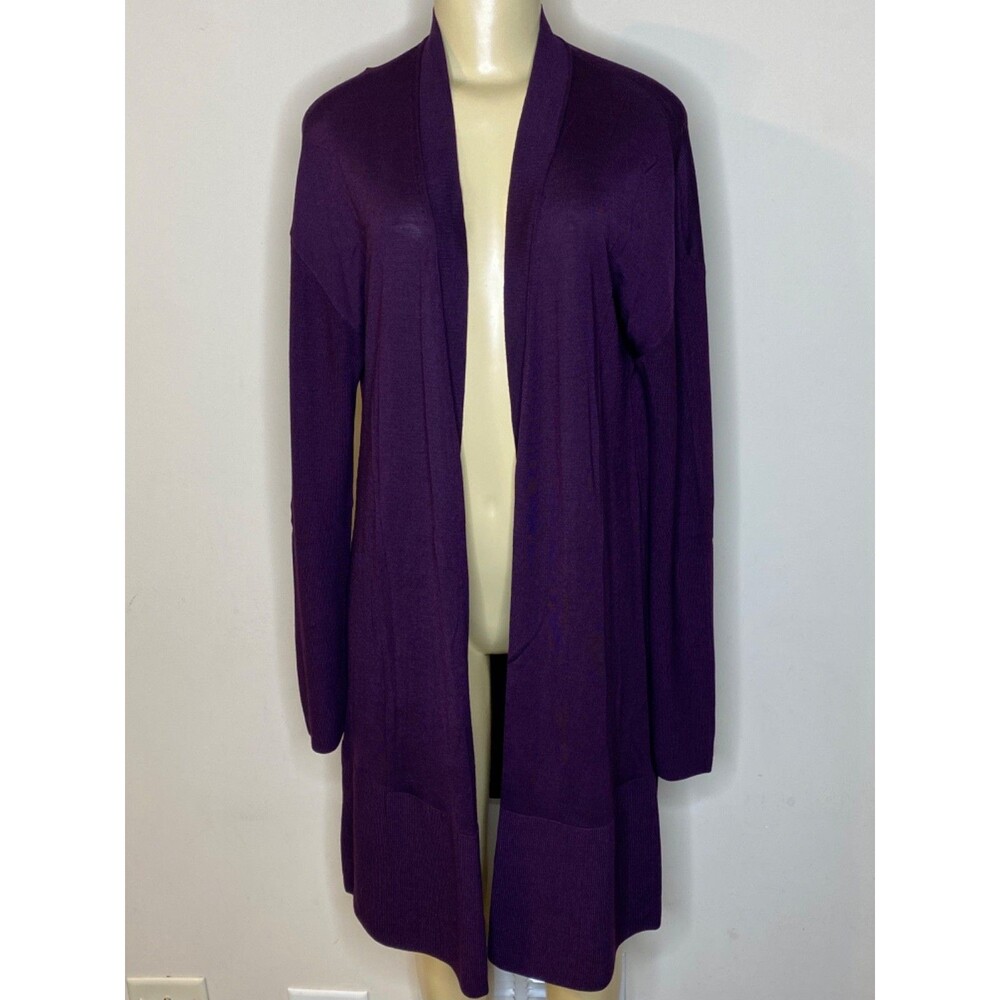 Piazza Sempione Women's Purple Wool Silk Cardigan Size 46